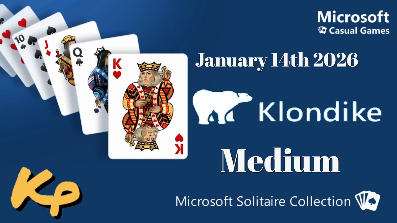 Microsoft Solitaire Collection - Daily Challenge - Klondike Medium - January 14th 2026 - 2026-01-14