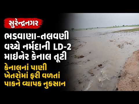 #surendranagar | ભડવાણા-તલવણી વચ્ચે નર્મદાની LD-2 માઇનોર કેનાલ તૂટી.| #drashtikonnews