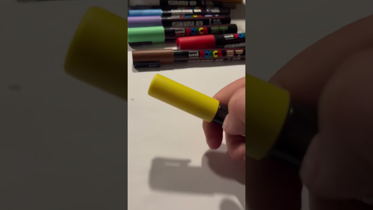 Activating a HUGE Yellow💛 POSCA Marker! #shorts #asmr #satisfying #po