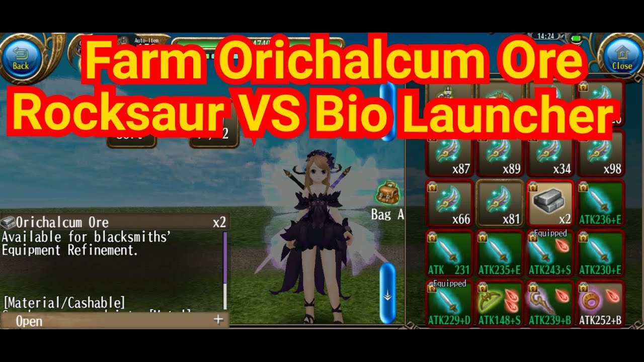 Toram Online Farming Orichalcum Ore Rocksaur Vs Bio Launcher Solo
