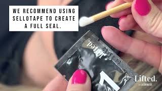 Tip for opening and storing your Lifted by LashBase Lash Lift sachet