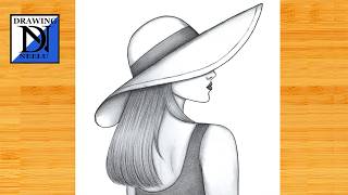 How to draw a Girl wearing Hat -Drawing || Pencil sketch for beginner || Girl drawing || Girl sketch