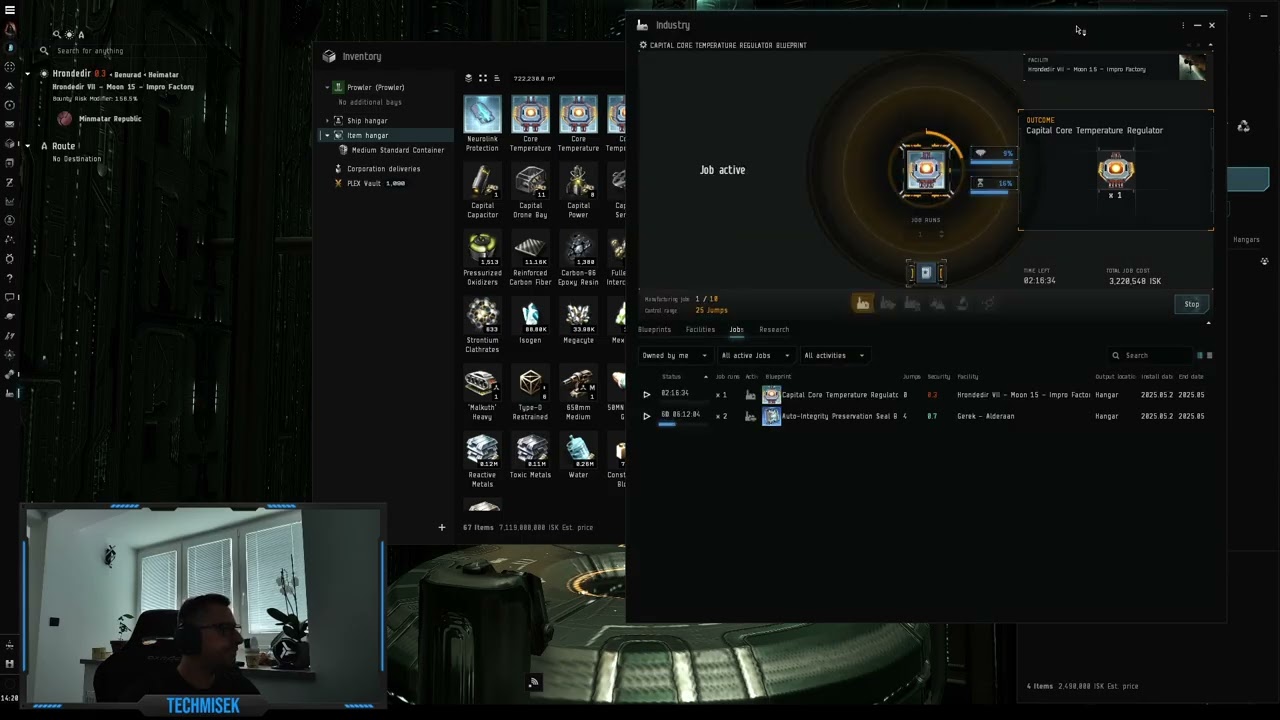Eve Online - Building Capital Core Temperature Regulator (Legion prep)