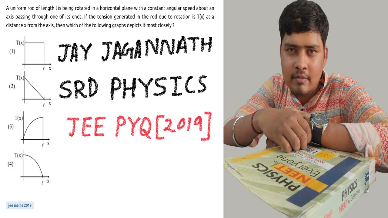 A uniform rod of length l is being rotated in a horizontal plane with a constant angular….JEE 2019