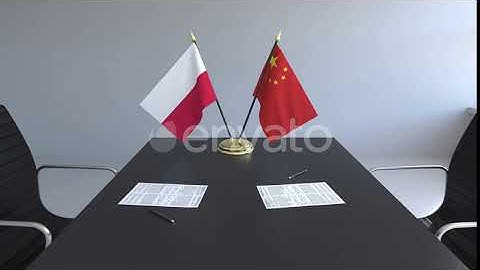 Flags of Poland and China and Papers on the Table | Motion Graphics - Envato elements