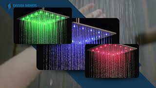 16" Square Rainfall LED Shower Head