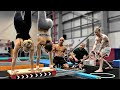 Gymnasts try 'Handstand Assault Course' {Worlds Hardest}