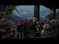 Rainy Mountain Garden Retreat 🌧️🌸 Cozy Balcony Ambience with Tea & Candlelight for Sleep