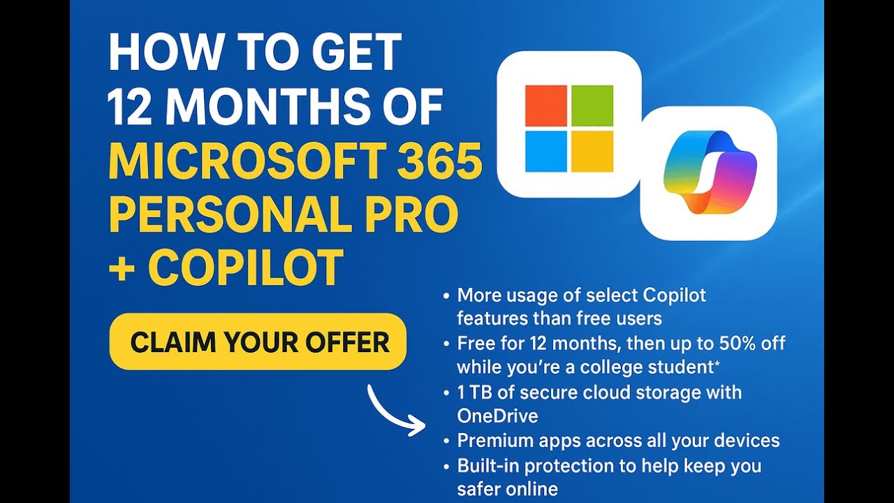How to Get Microsoft 365 Personal & Copilot + 1TB OneDrive storage FREE ...