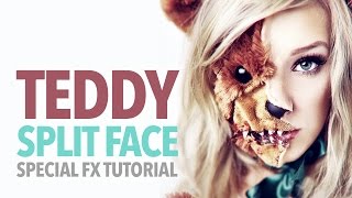 Celebrity Scary teddy bear split face halloween tutorial Wealth