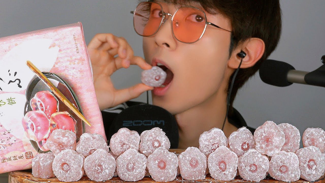 ASMR 일본 벚꽃 떡 와라비모찌 리얼사운드 먹방 Cherry Blossom Mochi EATING SOUNDS Mukbang Show 桜餅
