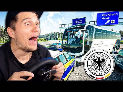 Ich fahre die deutsche NATIONALMANNSCHAFT zum Flughafen! ✪ Fernbus Simulator mit Lenkrad