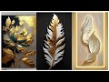 "Golden Tree &amp; Feather of Blessings | Luxury Textured Wall Gold paste Art Painting" Craft and Canvas