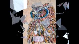 Hibou arc en ciel crayon feutre et  peinture aquarelle  30x40 cm  #dessin #peinture