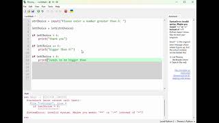 Starting Python ::  Conditionals :: Video 5