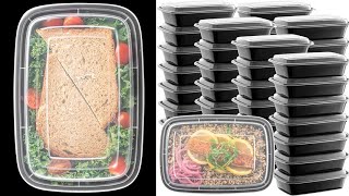 Promoze Meal Prep Plastic Microwavable Food Containers & Features (50 Pack)