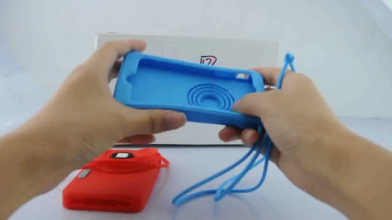 Cool iPhone 4S/4 Silicone Skin Case w/ Camera Lens Holder & Strap