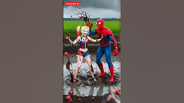 🕷️the excitement of spiderman and harley quinn #spiderman #harleyquinn