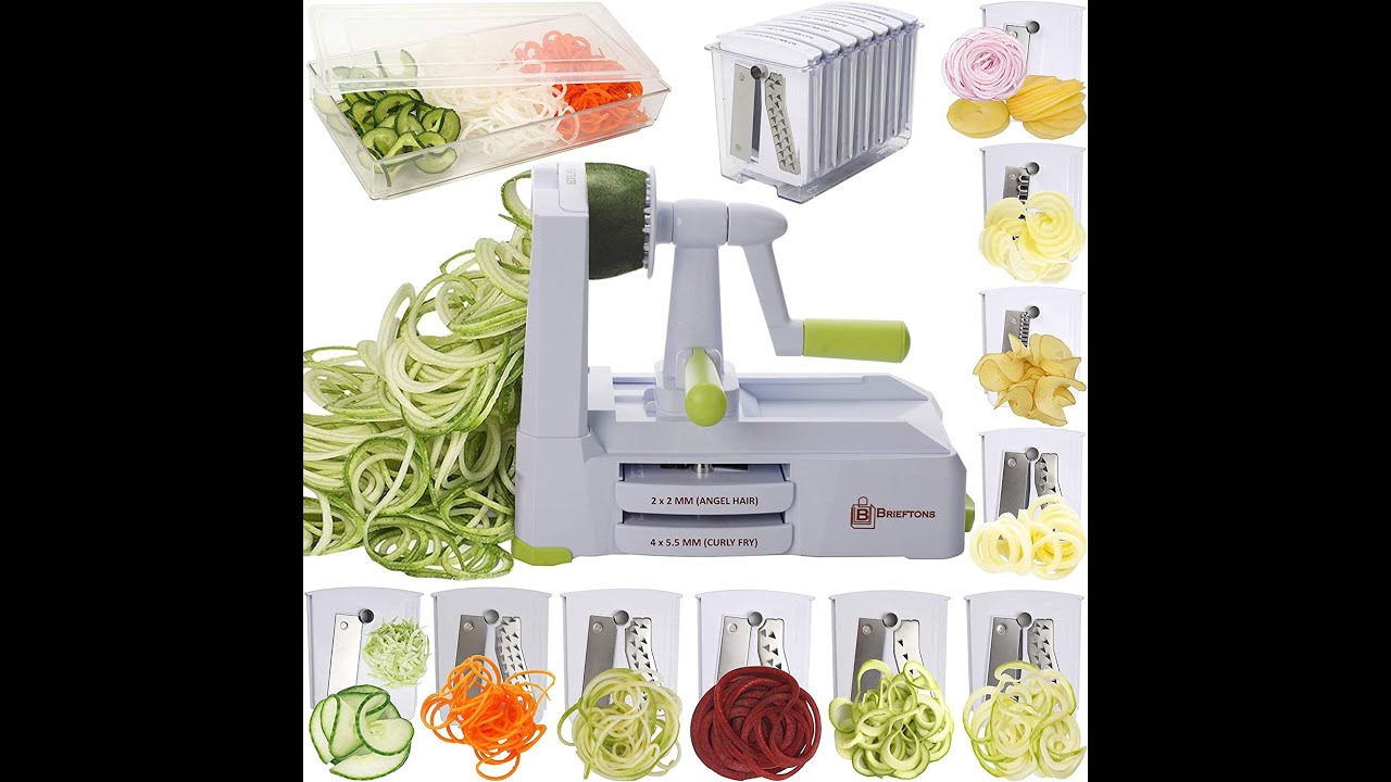 Top Brieftons 10 Blade Spiralizer  Strongest and Heaviest Vegetable Spiral Slicer K2EEE