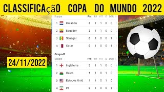 TABELA DA COPA DO MUNDO 2022 HOJE - GRUPOS DA COPA DO MUNDO - GOLS DE HOJE - CLASSIFICAÇÃO COPA 2022
