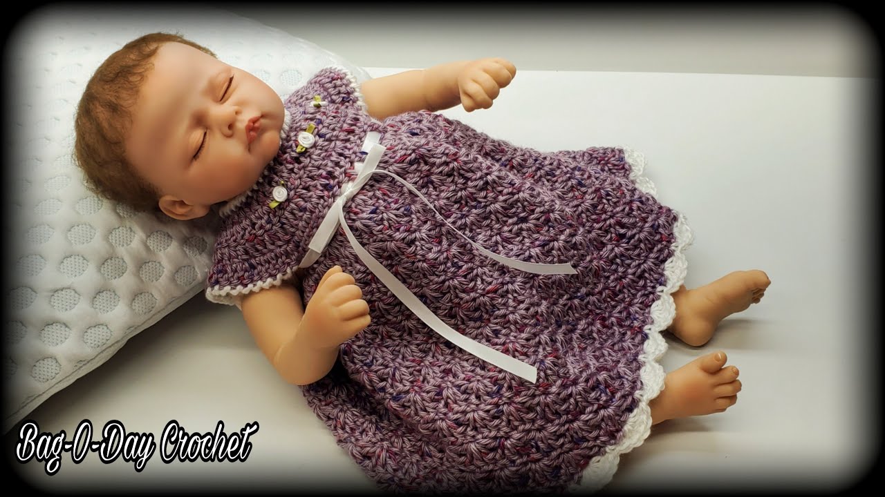 Easy Crochet baby dress | Bag O Day Free Crochet Tutorial #662 Subtitles Available