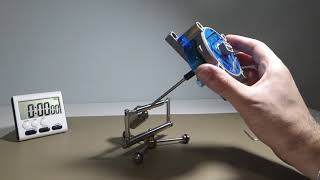 Gyrobot Wheel with Very Underbalanced Counterweight on Tilt with Slow Down Drops Fast