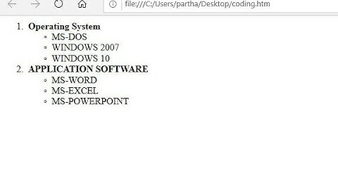 HTML Coding [ Nested List]
