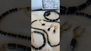Ведьмин камень турмалин шерл #украшения #jewelry #серьги #браслет #чокер
