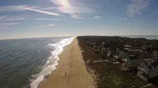 Aerial video of the Outer Banks on a sunny day.