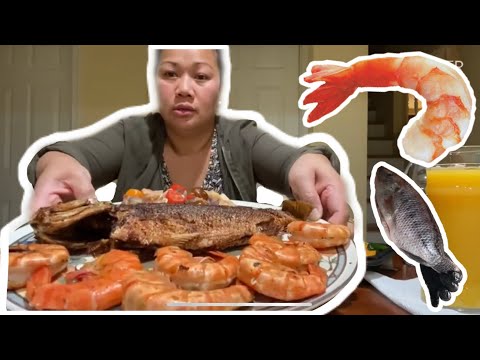 MUKBANG: White bass, Shrimp, and Ensalada talong! 🐟🦐🍆 MUKBANG: White bass, Shrimp, and Ensalada talong! 🐟🦐🍆