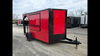 Concession Trailer 7'x12' Red Patio Food Serving Merchandising