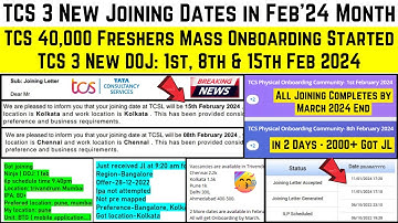 TCS 40,000 Remaining Freshers Onboarding Started TCS 3 New Joining Dates Out: 1st, 8th & 15th Feb