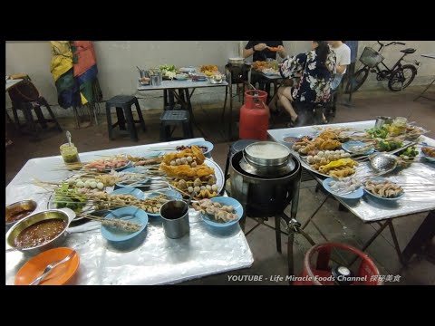 槟城晚上美食街菜市乐乐串道地特色必吃美食 Night street food famous best lok lok in penang