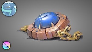Dragon Eye Magic Amulet. Digital painting with Krita.