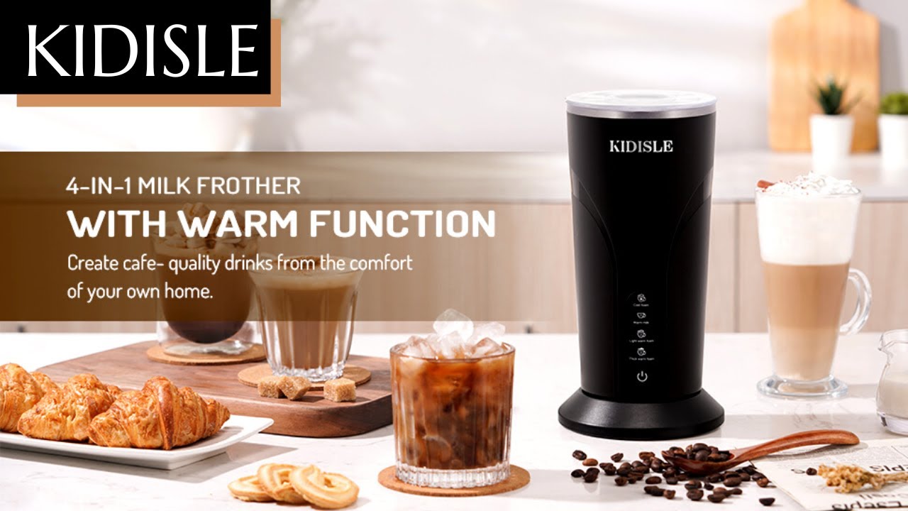 KIDISLE Detachable Electric Milk Frother and Steamer, 4-1 Hot & Cold Milk  Foam Maker