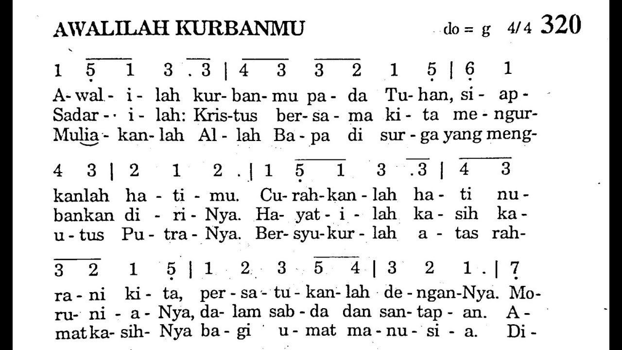 AWALILAH KURBANMU | Lagu Pembukaan | Puji Syukur No. 320 - YouTube