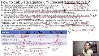 How to Calculate Equilibrium Concentrations from the Equilibrium Constant?  | Example!