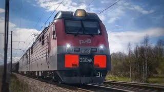 Из глубинки!! Электровоз (Дончак) 3ЭС4К-038 с грузовым поездом на о.п. Сидорово