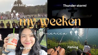 My weekend in America เจอพายุครั้งแรก! / first football game /camping | exchange student USA