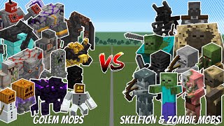 GOLEM MOBS TEAM VS SKELETON AND ZOMBIE MOBS TEAM - MINECRAFT MOB BATTLE