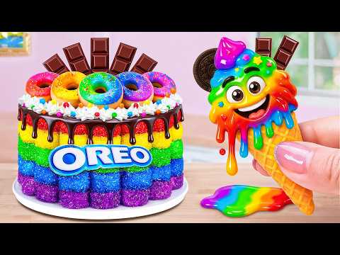 Adorable Rainbow Oreo Cake with Ice Cream 🌈 Sweet Miniature Cake Combo 💗 The Cake Corner