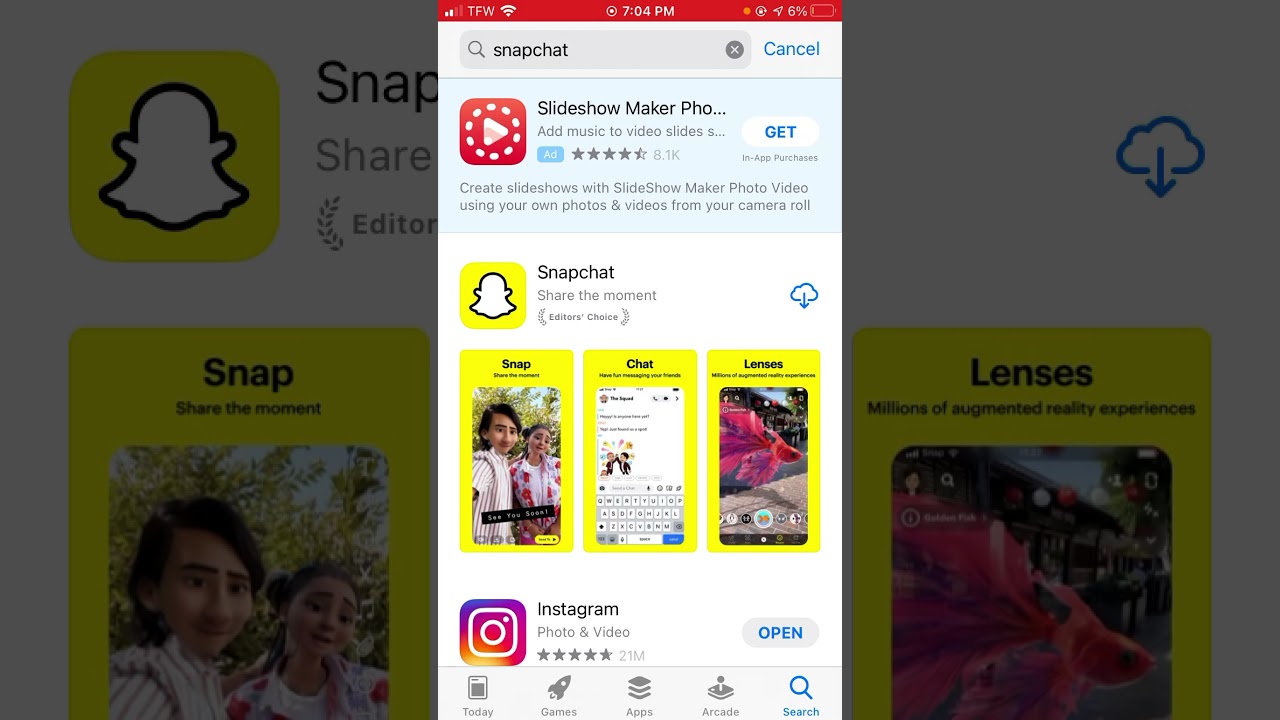 why wont snapchat download from app store