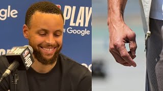 Steph Curry funny reaction to photo of swollen thumb "You got the feds on me?" 😂