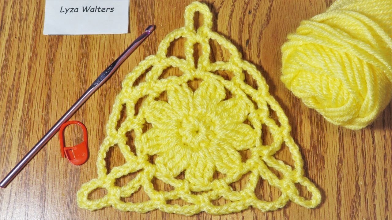 Crochet Flower In The Mesh Triangle Motif Easy YouTube