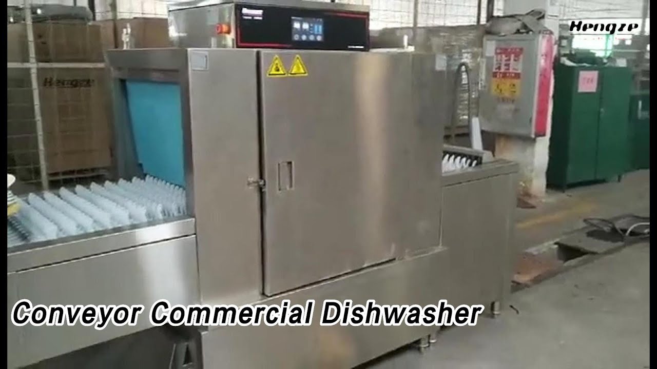 Rack Conveyor Commercial Dishwasher Heating Smart For Restaurants - YouTube