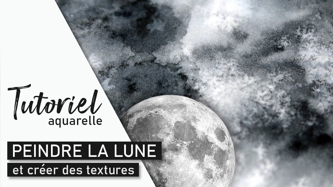 TUTO AQUARELLE Faire une Lune réaliste avec du sel pour créer des