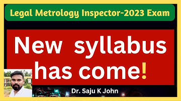 Legal Metrology Inspector: New Syllabus