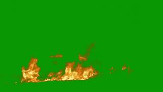 Футаж огонь горит на зеленом фоне