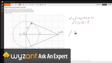 Find angle formed by two tangent lines to a circle from an external point.