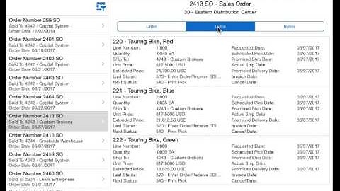 Search Sales Order Tablet for JD Edwards EnterpriseOne